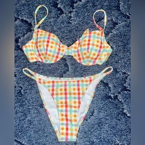 Plaid underwire Bikini Swimsuit